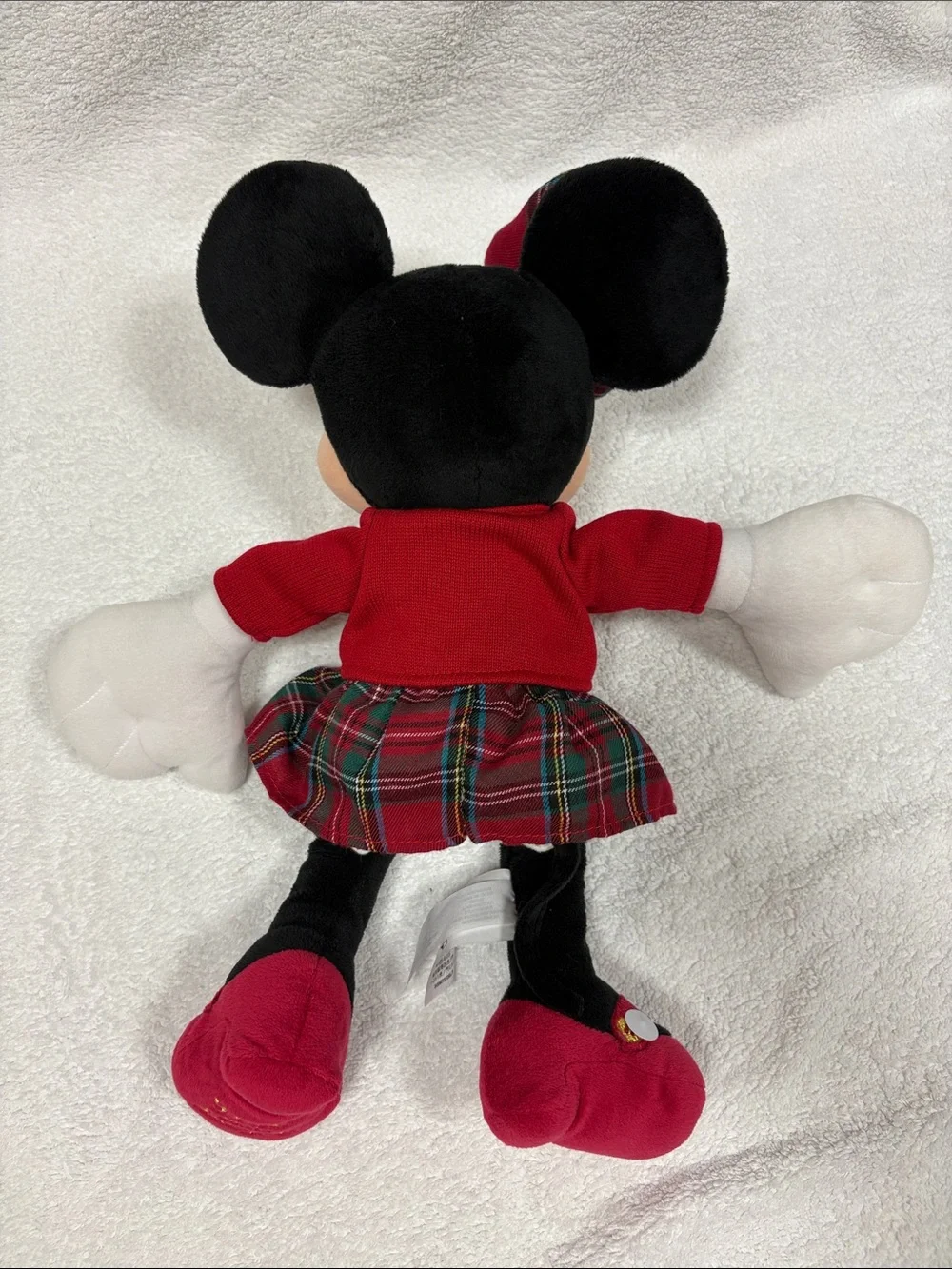 Disney 2016 Minnie Mouse Holiday Christmas Plush in Red Plaid Outfit